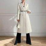 Women White Tweed Overcoat,Double breasted Coat,White Long Tweed Coat,Autumn Winter Coat women,Off white long coat,Fall coat women,Outerwear Vivian Seven