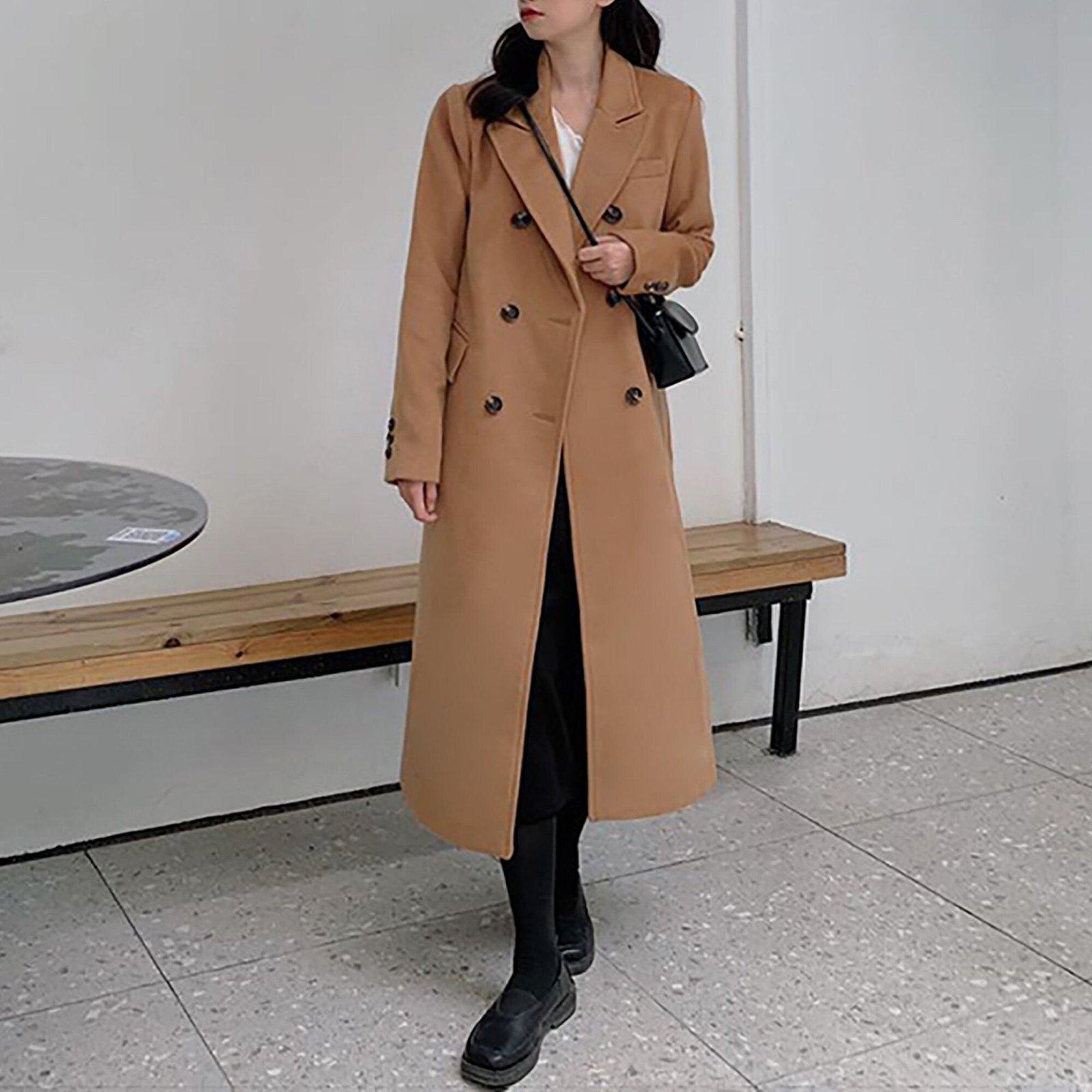 womens long wool dress coat Double Breasted Blend – Vivian Seven Size:X-LARGE (14) long sleeve hoco dress Summer Semi Formal Dresses 50% fiber