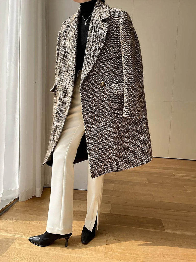 Women Wool Tweed Long Coat,Long Wool Coat,Oversize Wool Coat,Wool Trench Coat,Loose Wool Overcoat,Winter wool Coat,Tweed Overcoat,Wool Coat Vivian Seven