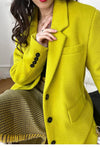 Women Yellow Long Wool Coat,Single breasted Wool Long Coat,Wool Overcoat,Oversize Wool Coat,Warm Winter Coat,Loose Wool Coat,Yellow Coat Vivian Seven
