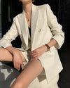 Double Breasted Blazer & Vest & Shorts Three-Piece Set Vivian Seven