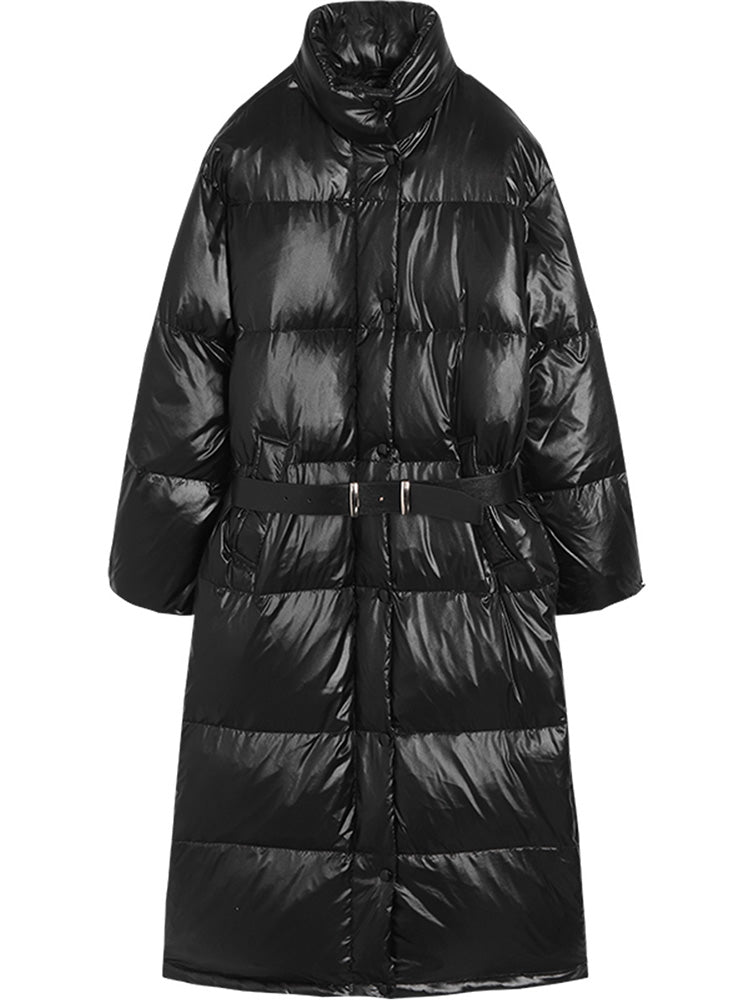 Long down high shine puffer sales coat gap