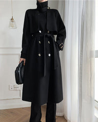 Women's Black Long Wool Coat,Oversize Wool Coat,Double Breast Reefer Coat,Fall Winter Wool Coat,Warm Wool Overcoat,Long Black Coat,Vivian7 Vivian Seven