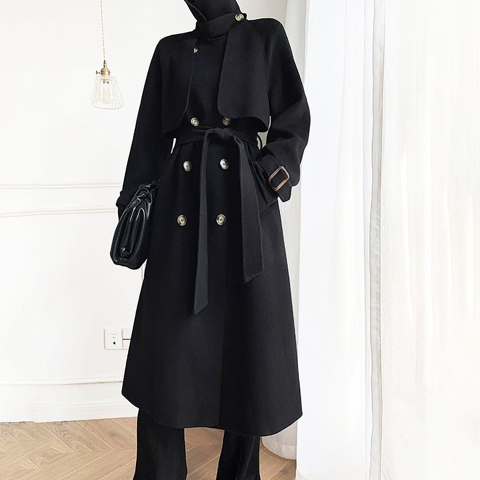 Man Coat-black Long Coat-winter Coat-oversize Coat-woolen 