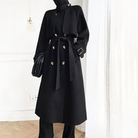 Women's Black Long Wool Coat,Oversize Wool Coat,Double Breast Reefer Coat,Fall Winter Wool Coat,Warm Wool Overcoat,Long Black Coat,Vivian7 Vivian Seven
