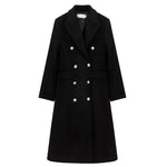 Women's Black thick Wool Coat,Double breasted wool coat,Black long coat,black wool coat,Warm black coat,Warm long black coat,Vivian7 W115 Vivian Seven