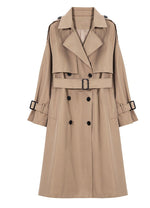 Women's Classic Khaki Double Breasted Cotton Blend Trench Coat,Oversize Long Windbreaker Fall coat for women duster coat Outerwear Vivian Seven