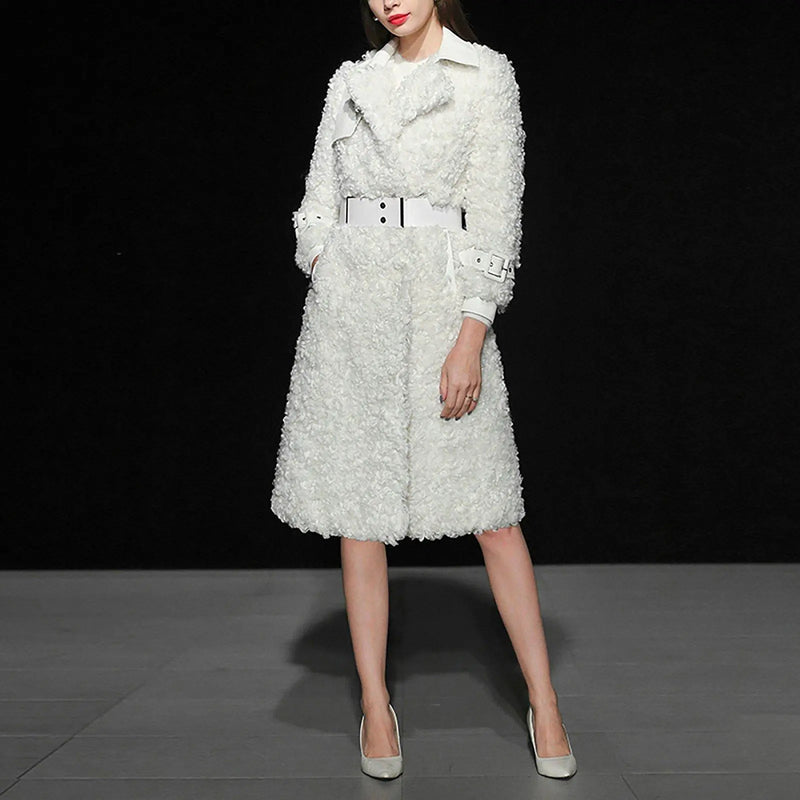 Women's Faux Fur Coat,White Faux Lambswool Coat,Warm Winter coat,Faux Leather Fur Coat,Winter Long Coat,White Overcoat,White Long Teddy Coat Vivian Seven