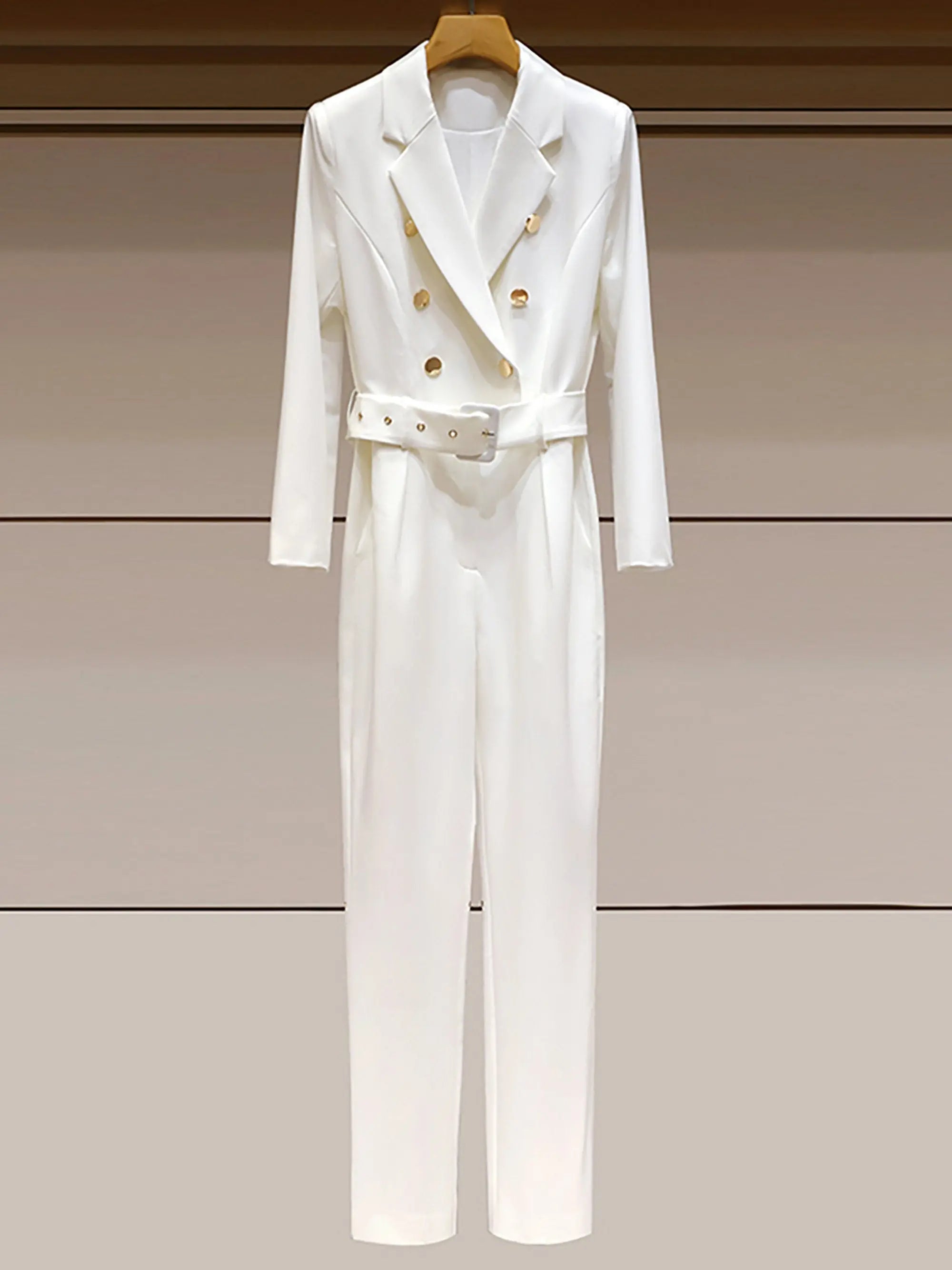 Double Breasted Belted Slim Jumpsuit – Vivian Seven