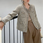 Women's Gray tweed jacket,Button-Up Blazer,Tweed Crop Jacket,Fall coat for women,Tweed Knit Jacket,Warm Jacket,Tweed Tops,Blazer jacket,B104 Vivian Seven