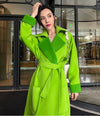 Women's Green Loose woolen coat with suit collar,Oversize Long wool coat,Thick wool overcoat,Fall Coat for women Winter Wool Trench coat Vivian Seven
