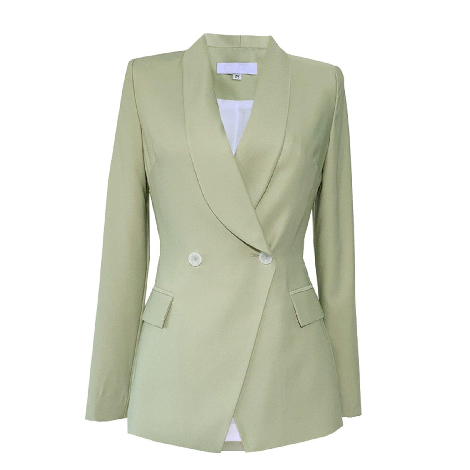 Double Breasted Mint Green Pant Suits Women Plus Size Shawl Lapel
