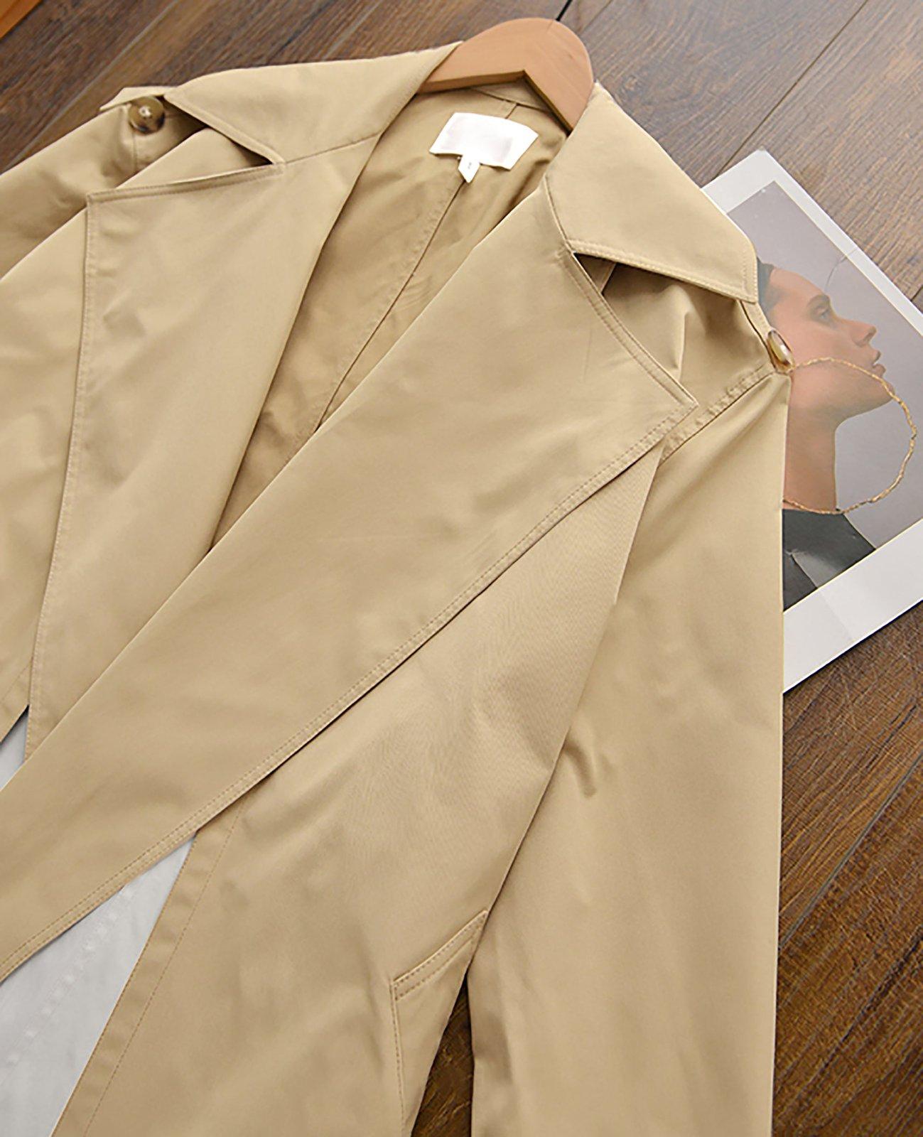 Greta Color Block Belted Wrap Trench Coat | Vivian Seven