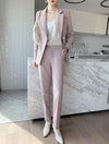 womens pink blazer and trousers 