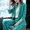 women's two button blazer and pant suit