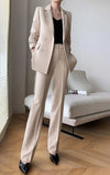 women's beige blazer and pants set