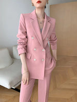 women's pink double breasted blazer