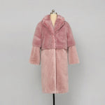 Women's Pink Rex rabbit fur Coat,Faux Fox Fur Coat,Warm Winter coat,Mid-length fur coat,Fur Overcoat,Oversize Pink Fur coat,Vivian7 C104 Vivian Seven