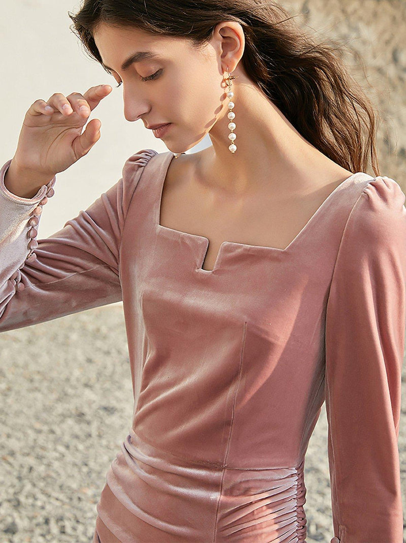 Pink Velvet Long Sleeve Maxi Dress Pink Velvet Long Sleeve Maxi Dress