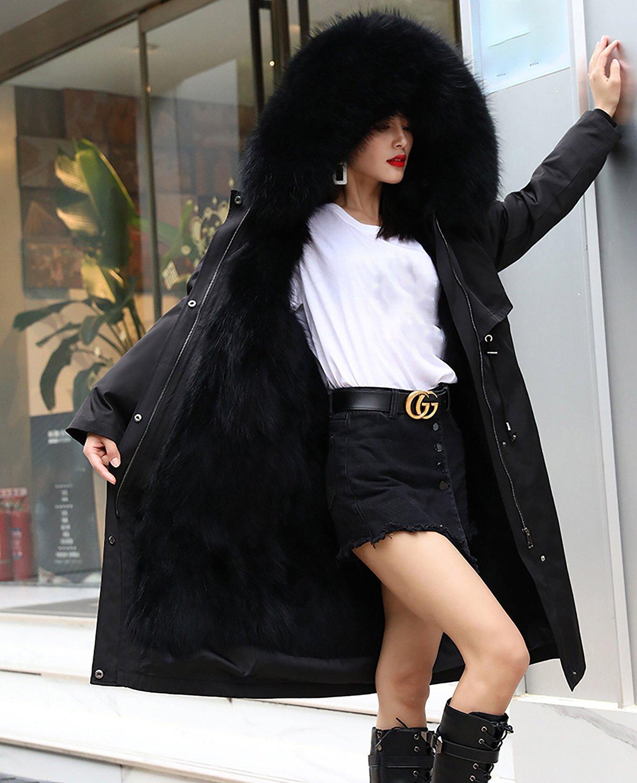 ジャケット・アウター Civarize raccoon fur coating mods coat Natural Raccoon Fur Hooded Parka – Vivian Seven