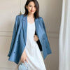 Women's Satin Blazer Coat,Blue Satin Blazer Suit,Oversize Blazer Suit,Gray Satin Blazer Suit,Casual Blazer Coat,Wedding guest Suit women Vivian Seven