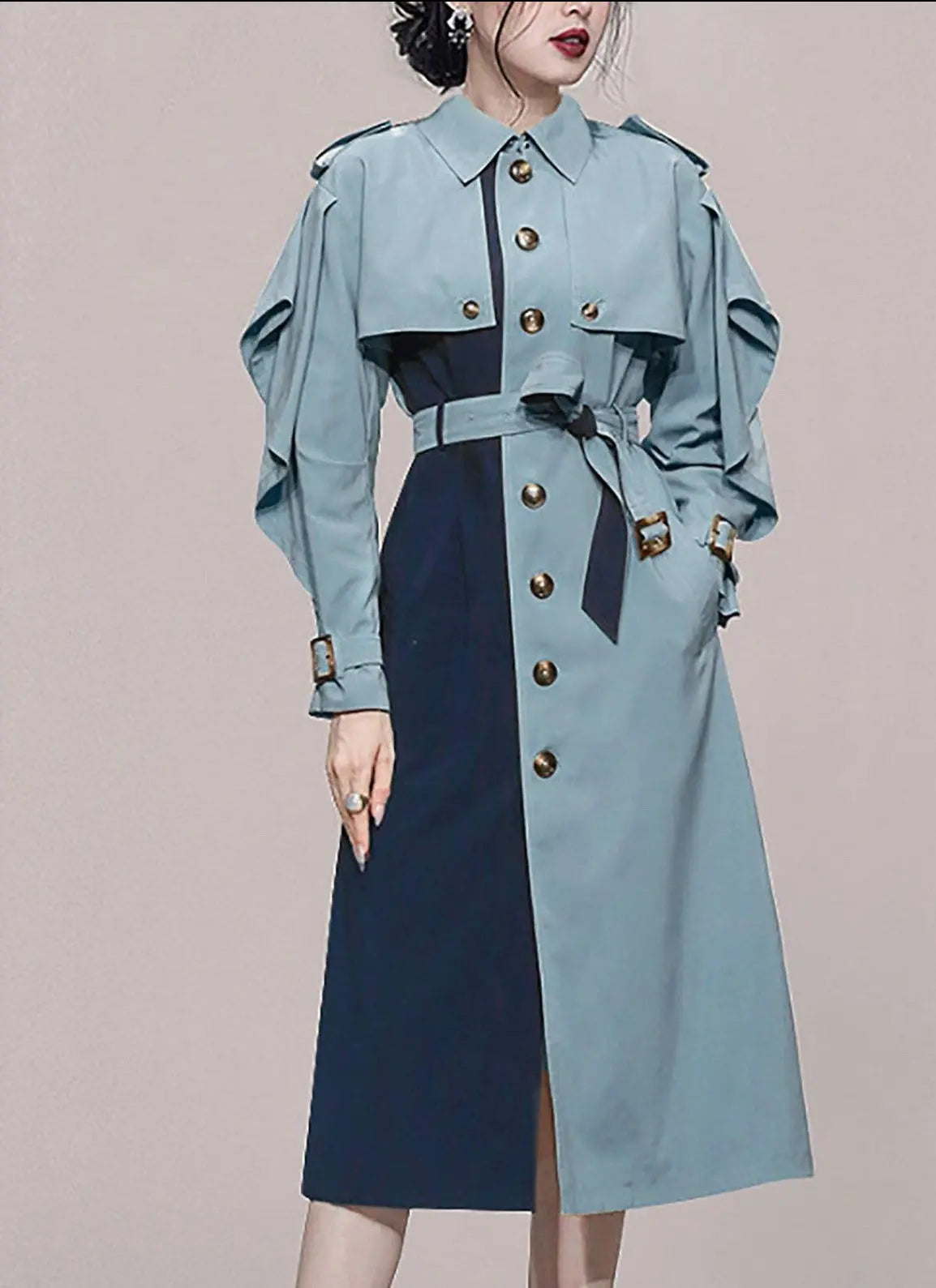 Colorblock Single Breasted Light Trench Coat – Vivian Seven