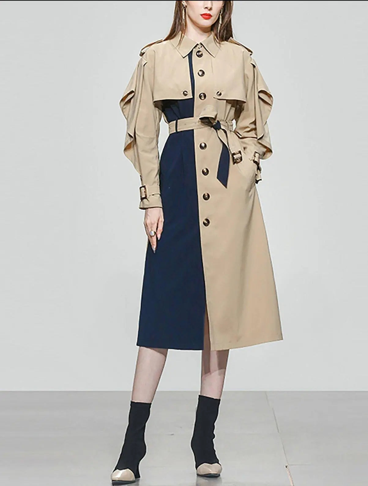 Colorblock Single Breasted Light Trench Coat – Vivian Seven
