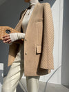 Women's Wheat Wool Blazer Coat,V Neck Wool Suit,Warm Wool Coat,Autumn Blazer Jacket,Oversize Woolen Suit,Office lady Wool Blazer Suit Coat Vivian Seven