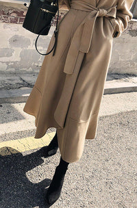 Women's Wool Coat Belted Wool Long Overcoat Belted Woolen coat Warm Winter Full Length  Coat Khaki Wool Blend Coat Fall Coat Outerwear Vivian Seven