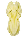 Women's Yellow Dress,Bat Sleeve Maxi dress,Loose Pleats Dress,Summer lady dress,Vocation Dress,long Midi Dress,Wedding-Guest Dress Vivian Seven