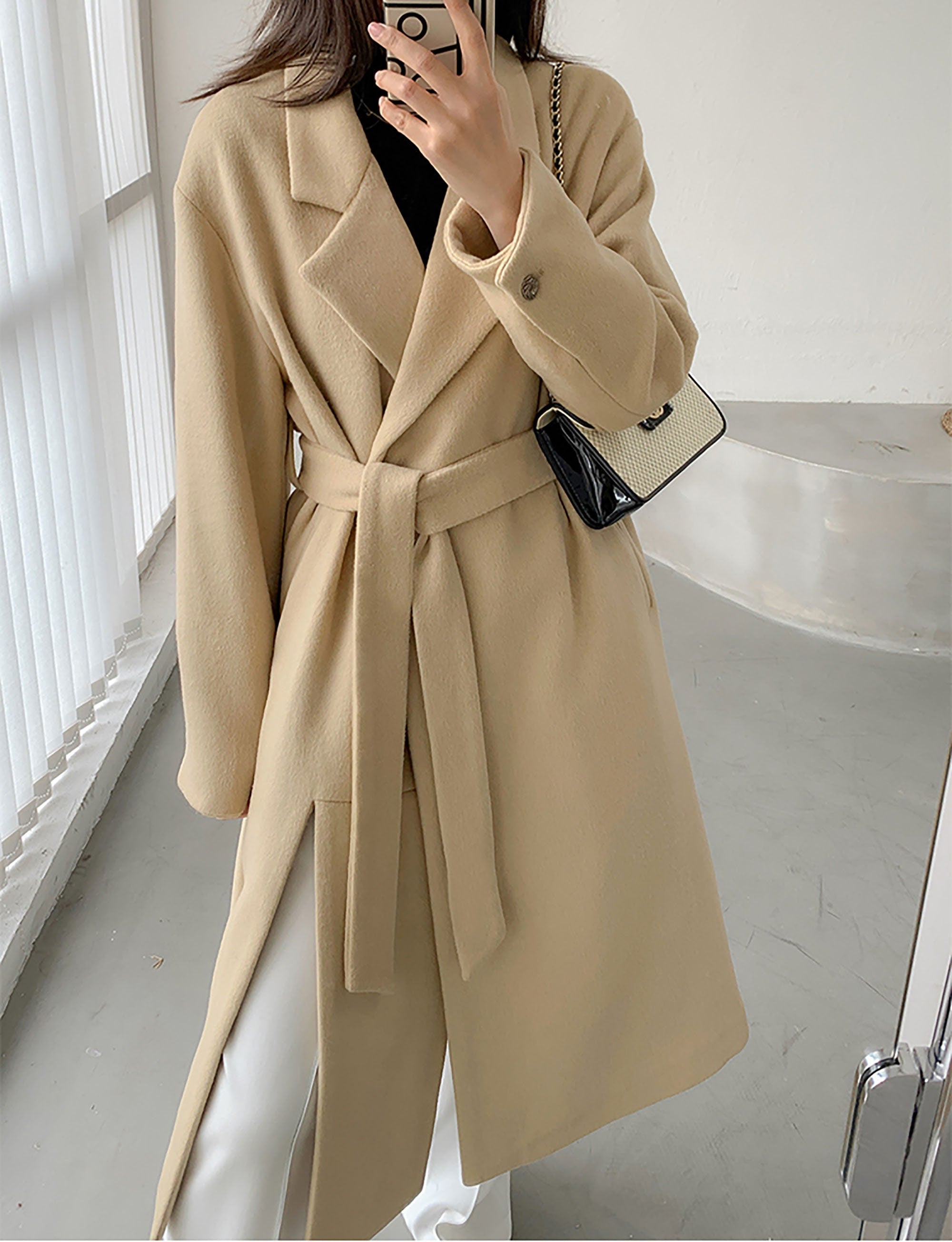 Autumn New Women Single Breasted Wool Blends Coat Long Coat Thick Warm With  Pockets Xxl Plus Size