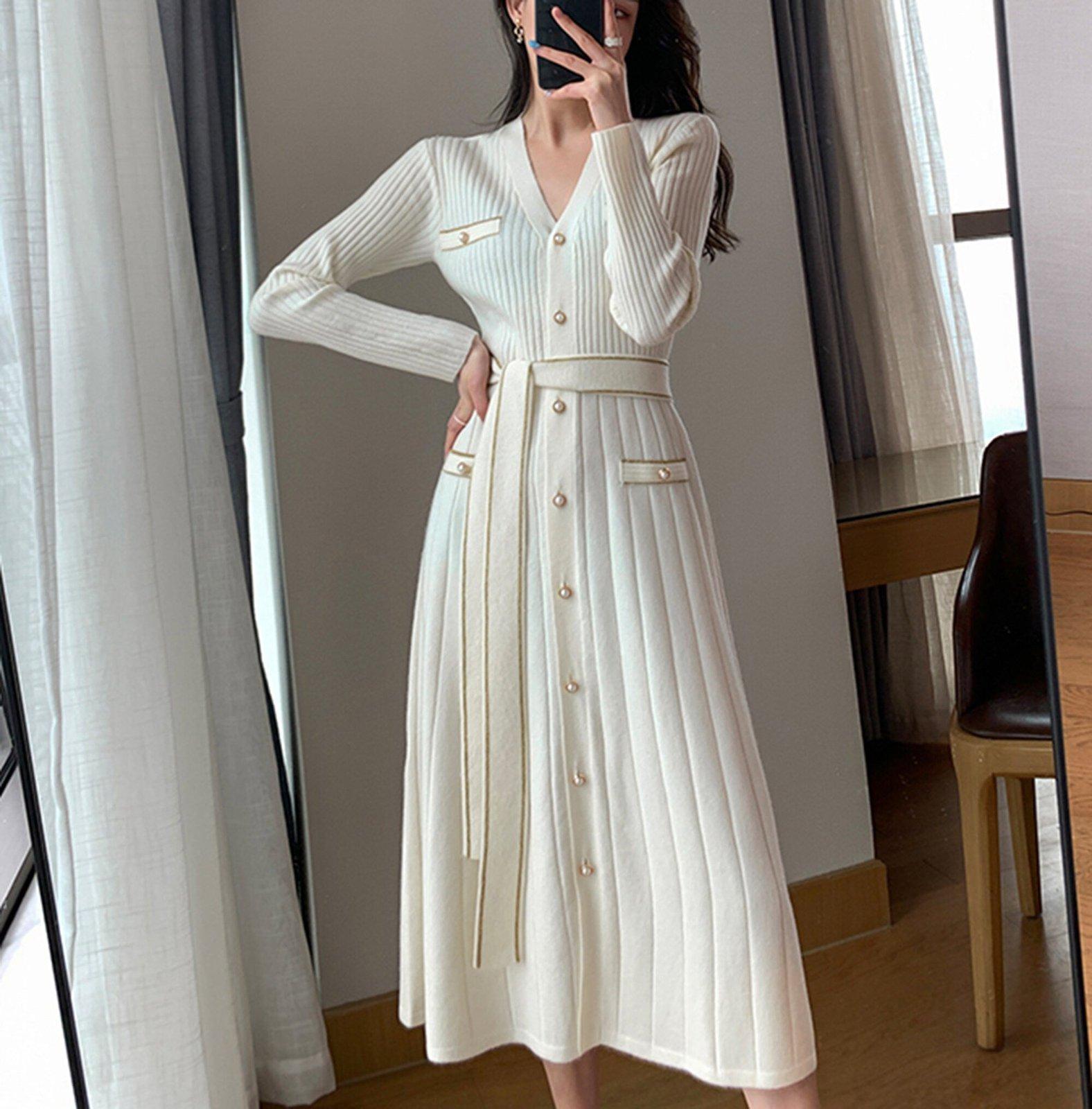 Long Sleeve Belted Midi Knit Sweater Dress | Vivian Seven Long Sleeve Belted Midi Knit Sweater Dress | Vivian Seven
