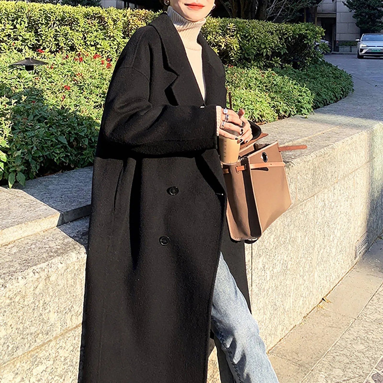 Loose Double Face Wool Long Coat – Vivian Seven