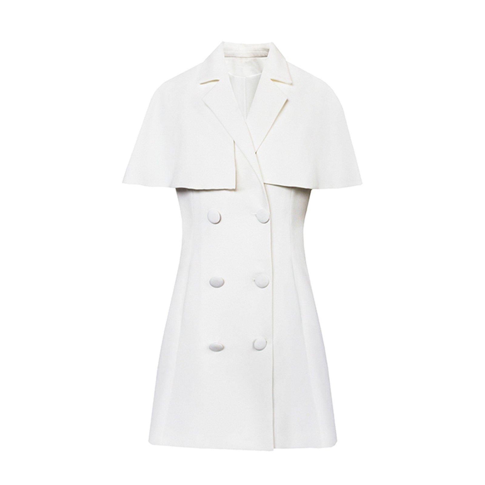 White Cap Sleeve Double Breasted Midi Dress L White Cap Sleeve Double Breasted Midi Dress L