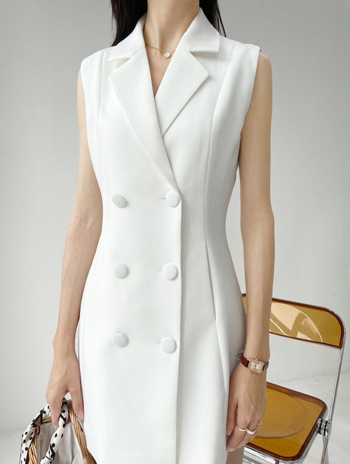 white corporate dress for ladies FASESH Women's Fall Business Dress Winter Long Sleeve Mock Neck Fashion Button Elegant Work Formal Cocktail Party Short Dresses White S, Size: Small