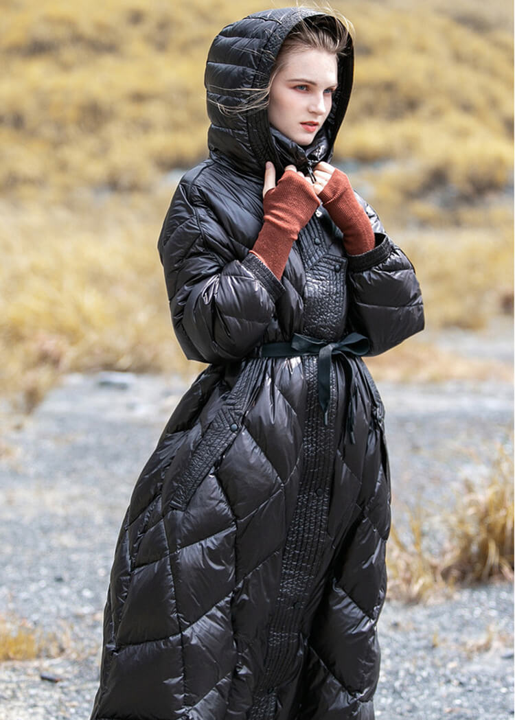 Long down best sale jacket with hood