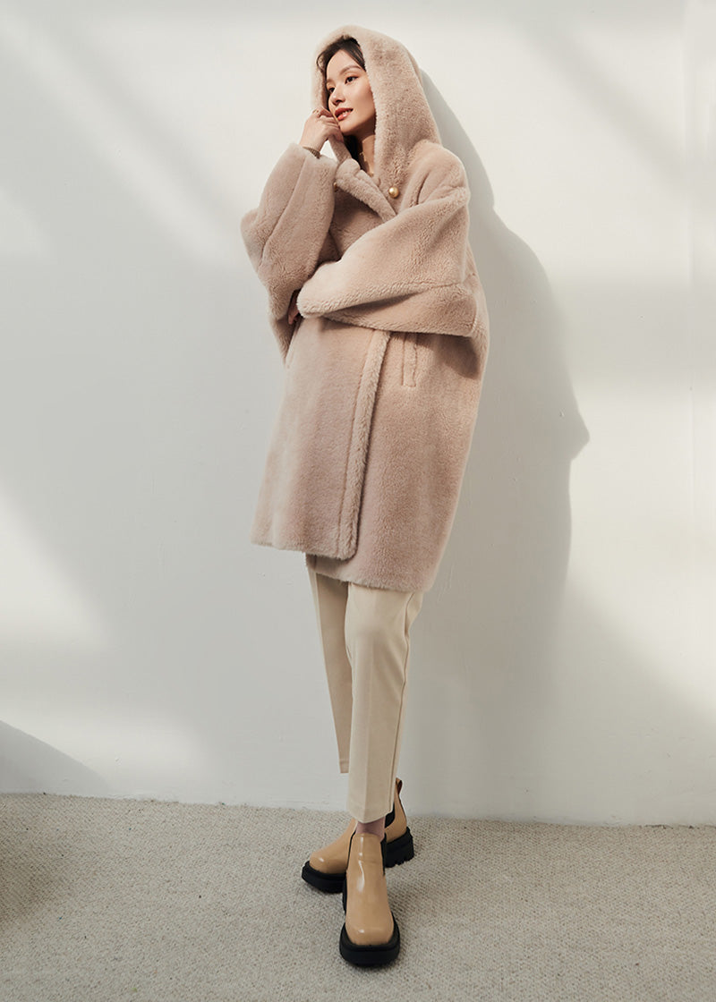 Women Fuzzy Jacket / Oversize Hooded Teddy Coat Wool Coat 