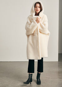 women hood wool fleece jacket