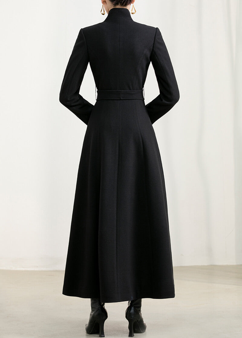 Stand Collar Fit & Flare Wool Blend Coat | Vivian Seven