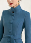 Qearl Stand Collar Fit & Flare Wool Blend Coat - Vivian Seven
