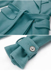 Teal Spread Collar Belted Wrap Maxi Coat Vivian Seven
