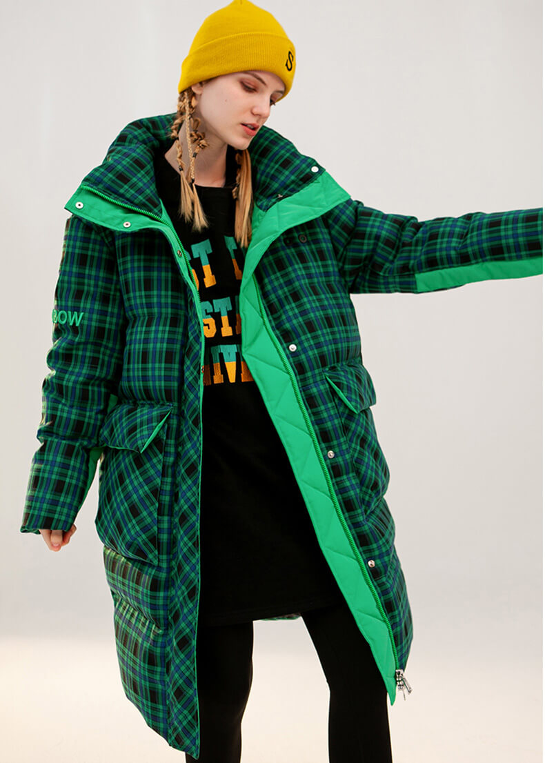 Womens plaid hotsell puffer jacket