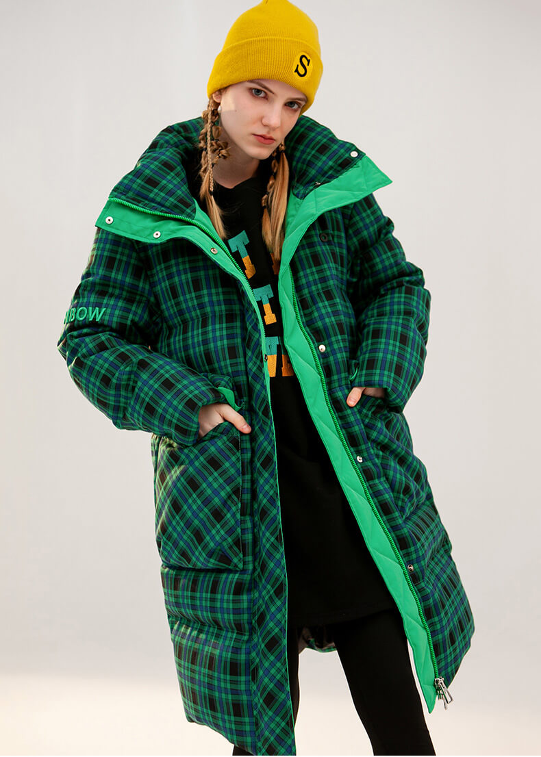 womens green down puffer coat