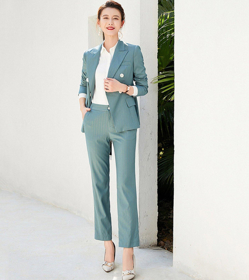 Double Breasted Blazer & Cropped Pant Suit | Vivian Seven Double Breasted Blazer & Cropped Pant Suit | Vivian Seven