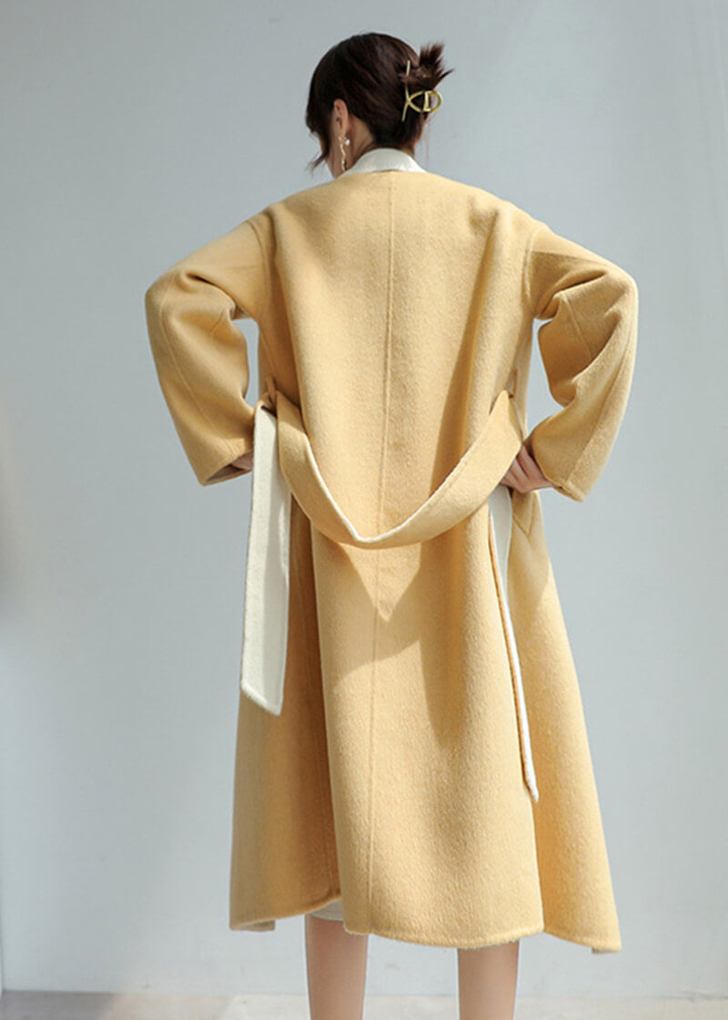 Women Yellow Double-sided wool coat winter light luxury Double 