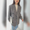 Abrigo de traje tipo blazer de lana de tweed con doble botonadura