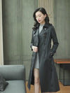Custom Double Breasted Belted Black Trench Coat