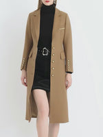 Women Brown Single Breasted Long Trench Coat