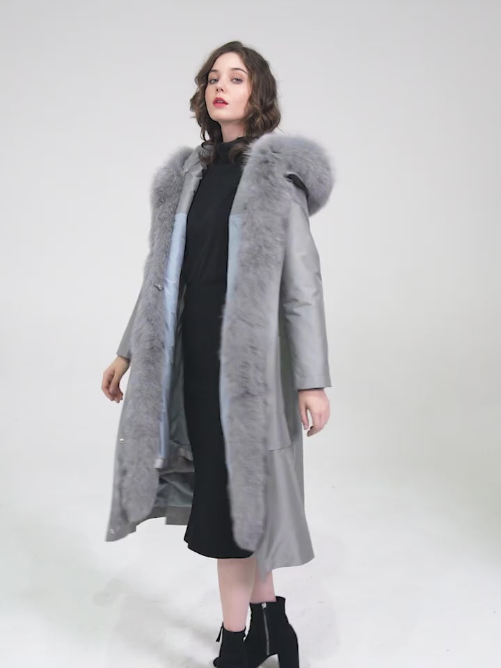 womens winter hooded real fur parka coat