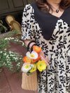Plus Size Wide Lapel Floral Print Midi Flare Dress - Vivian Seven